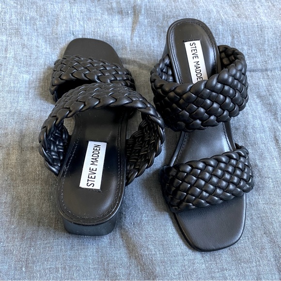 Steve Madden Shoes - NWOT Steve Madden Daphnee Braided Block Heel Sandal Black Size 7